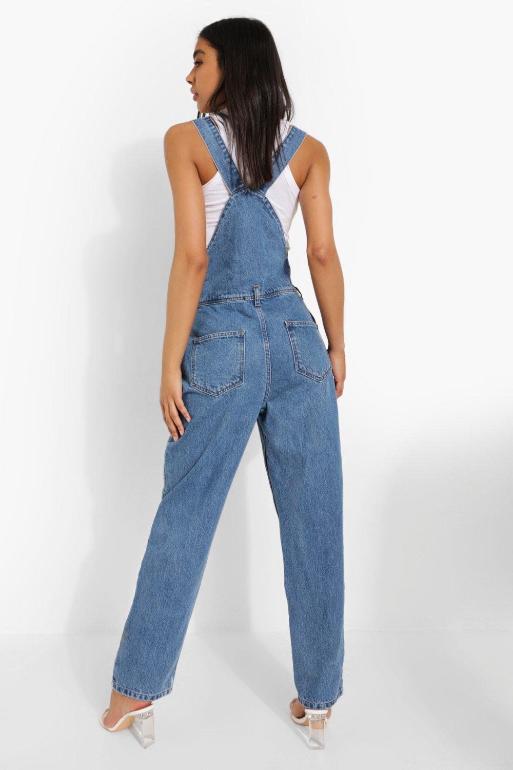 Womens tall denim overalls top